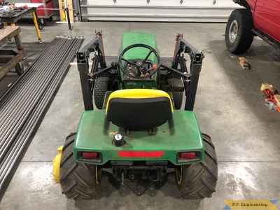 John Deere 420 front end loader rear view